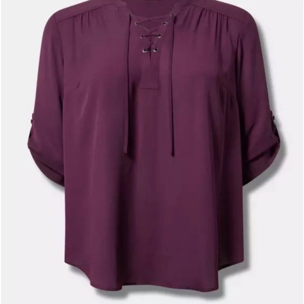 NWT torrid size 0(L) Harper lace up blouse - Picture 3 of 6